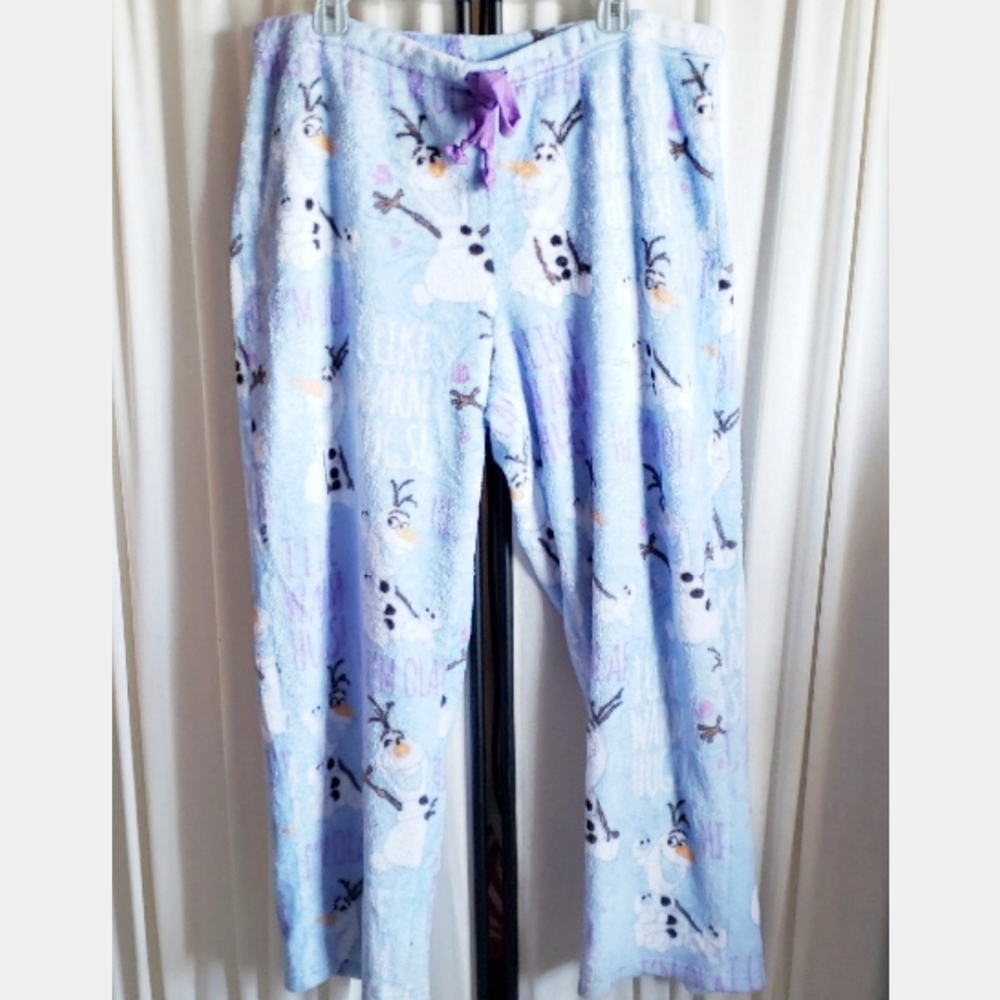 1 Disney Olaf fuzzy sleep drawstring tie pants XL